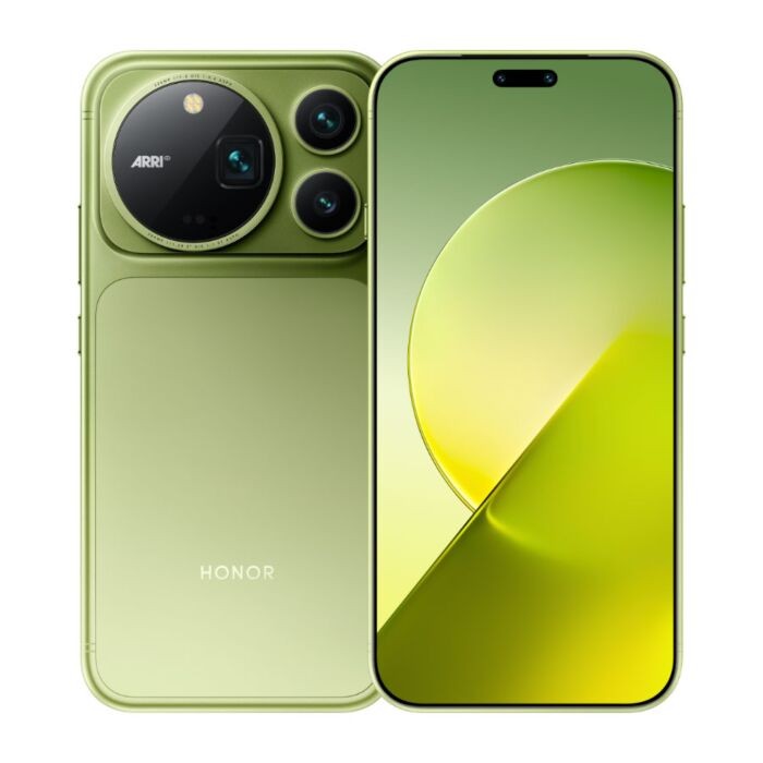 Honor Magic 9 Pro Max in Grün, Vorder- und Rückansicht