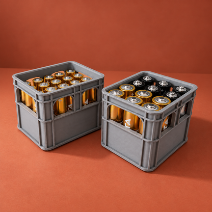 AA- und AAA-Batterieorganizer auf Terrakotta-Hintergrund