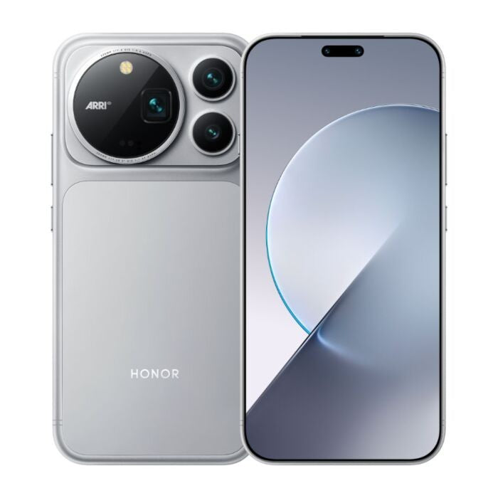 Honor Magic 9 Pro Max in Silber, Vorder- und Rückansicht