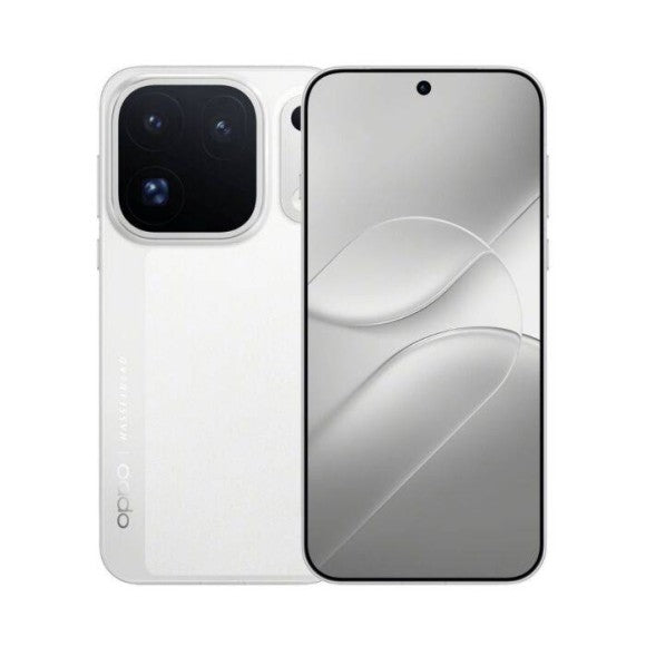 Oppo Find X10 Pro Max in White, front and rear view