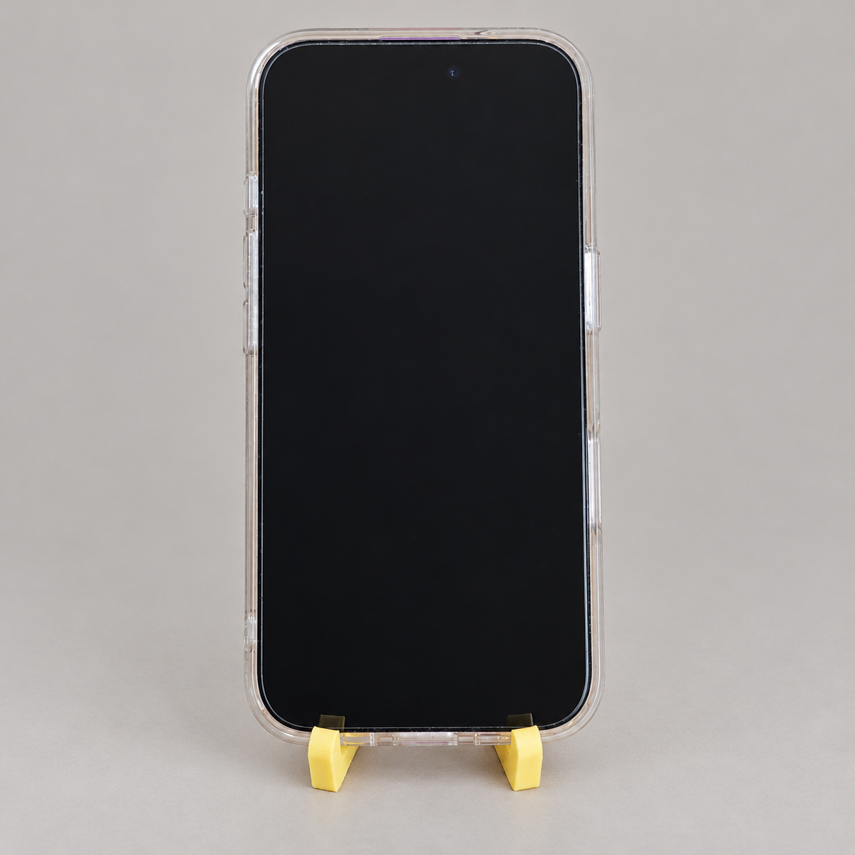 fold-portrait: original phone stand photograph, matte PLA surface and 3D printed layer details
